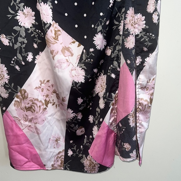 Forever 21 Floral Patchwork Midi Dress - Black, Pink, Cream - Picture 3 of 8